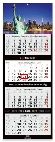 Geiger-Office Calendrier mural 2022 de 4 mois - Grand format - 33 x 90 cm - Avec joli motif de New York