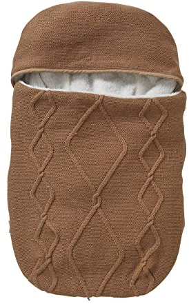 VERTBAUDET Strick-Fußsack für Babyschalen, Fleecefutter hellbraun ONE SIZE