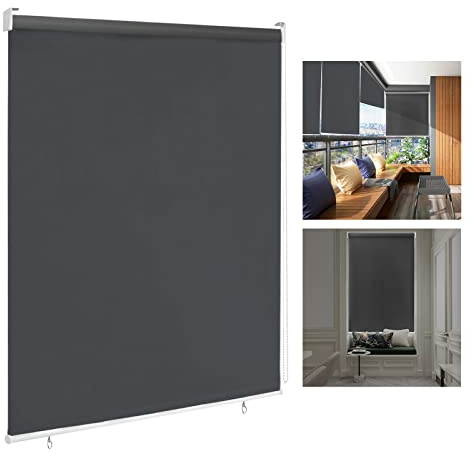 LARS360 Außenrollo Balkon Außenrollo Senkrechtmarkise Rollo Beschattung Balkonrollo Sichtschutzrollo Außensonnenschutz Sonnenschutz UV-Schutz (140 x 240 cm, Anthrazit)