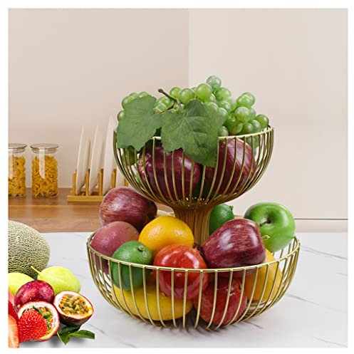 Frutero Puesto De Frutas 2 tazón de fruta, canasta de frutas de metal de encimera grande for contador de cocina, bastidores de frutas for verduras for verduras, bocadillos Fruteros Cesta De Fruta