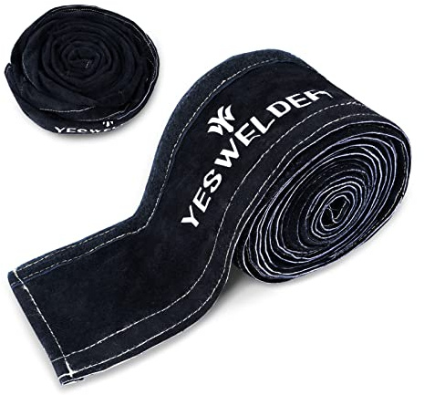 YESWELDER WIG-Schweißbrenner-Kabelabdeckung, schwer entflammbar, Leder, schwarze Abdeckung, 7,6 m Länge