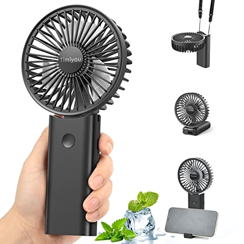 Timiyou Handheld Fan, Portable Fan with 3 Speed, Mini Hand Held Fans 3000mAh Battery Operated, USB Rechargeable Foldable Desk Fan for Travel Camping Home Office