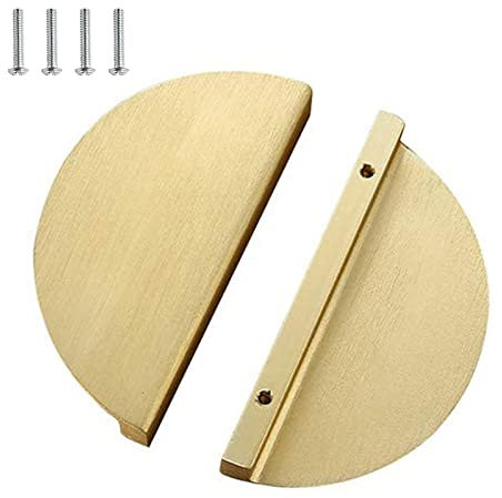 KGUDYS Satz mit 4 Möbelgriffen, 78mm, 95mm halbrunde Griffe, Schranktürgriffe, Schubladengriffe aus Aluminiumlegierung, für Küche, Schlafzimmer,Gold-95mm/3.7in