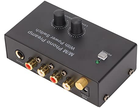 Preamplificatore per Giradischi Phono, Preamplificatore Audio con Adattatore DC 12V, Preamplificatore Audiophile Hi-Fi a Doppio Guadagno, per Lettori di Dischi in Vinile, Giradisch