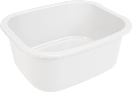 oceanevo® 11 Litres Rectangular Washing Up Bowl White Basin Mixing Sink Tidy Organizer Large Plastic Kitchen Portable Dish Washtub (White)