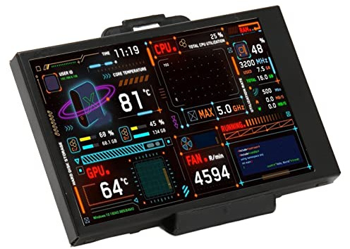 Bewinner 3,5-Zoll-Computer-Temperaturmonitor, IPS-USB-Bildschirm, PC-CPU-RAM, HDD-Datenmonitor, PC-Temperaturanzeige für Sekundären Bildschirm des PC-ARGB-Computergehäuses