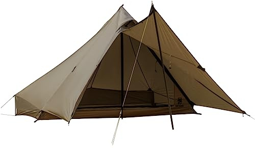 OneTigris Tetra Ultralight Tent Tipi 1-2 Person, Trekking Pole Tent, Waterproof 3 Season, Ideal for Camping Hiking Backpacking Bushcraft (160cm Version-Coyote Brown)