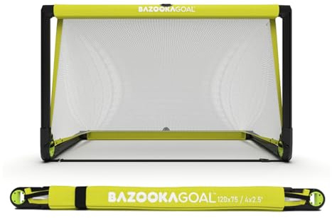 BazookaGoal Original Solid Frame Pop-Up-Tor - Zusammenklappbares Mini-Fußballtor für Kinder und Erwachsene - Tragbares Fußballtor - Einfache Montage & Stabilität