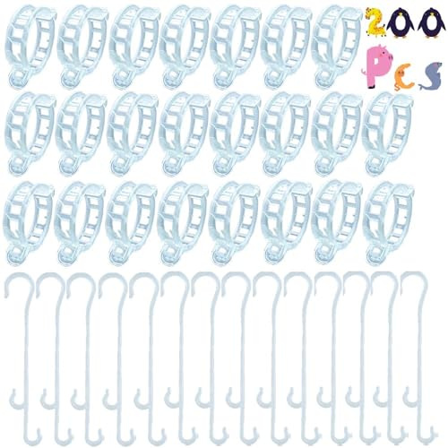 Fycooler 200pcs Pflanzenklammern-100pcs Tomatenhaken Gemüsehaken 13cm J-Haken Haken und Ringförmige Tomatenclips 100pcs Tomatenklammern - Pflanzenclips für die Aufbewahrung von Gartenpflanzen Stängel
