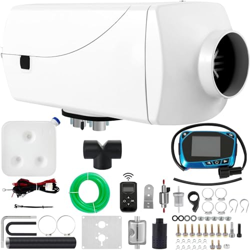 YOPOIY 24V 5kW Calentador De Aire Diesel con Interruptor LCD De Control, CalefaccióN Estacionaria Calentador De Estacionamiento para Camiones Barcos Coches Remolques Autocaravanas-5KW-12V