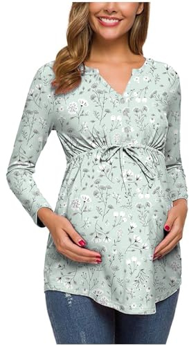 Camiseta de lactancia para mujer, camiseta de maternidad, suave, de doble capa, manga corta, camiseta de embarazo, blusa de verano, ligera y elegante, E, L