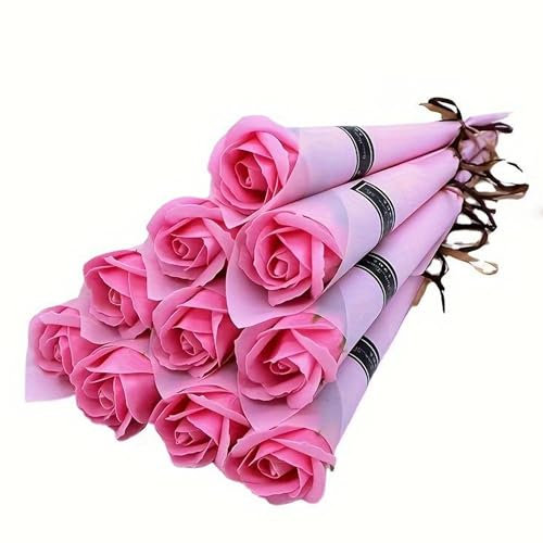1x Die LIEBESROSE - Valentinstagsgeschenk für Ehefrau, Rosenstrauß, Blumenstrauß, Geschenk für Freundin, Geburtstagsgeschenk für Frau, Muttertag und Muttertagsgeschenk (von Partygeschenke24) (Rosa)