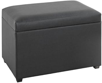 HAKU Sitztruhe schwarz, Kunstleder, MDF - Maße: B 58 cm x H 42 cm x T 39 cm, Style: Modern