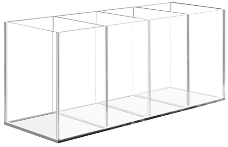 Dokeno Acryl Stifthalter, Durchsichtig Stiftebecher, Schreibtisch Organizer, Makeup Organizers, Großer Acryl Stifthalter mit 4 Fächern, Tisch Organizer für Büro, Schule, Haushaltsbedarf