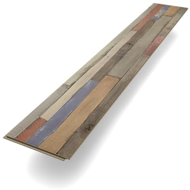 Laminat Basic Eiche Rothaarsteig | Bunt Holzoptik Rustikal | Klicklaminat einfach zu verlegen | 1292 x 193 x 7 mm | Paket mit 2,5 m² | Fußbodenheizung geeignet | Nachhaltig | Bodenglück