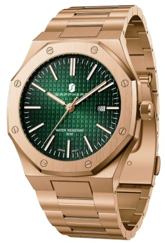 SAPPHERO Herren Uhren Edelstahl-Quarzuhr für Herren Wasserdicht Datumsanzeige Modische Business-Armbanduhr Geschenk für Herren