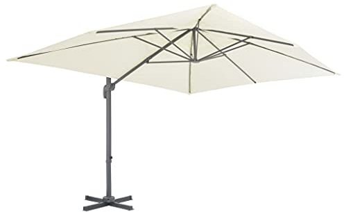 Higsose Ombrellone da spiaggia con asta in alluminio inclinabile e girevole a 360° con 8 alette per ombrellone, beige., 400x300x268 cm