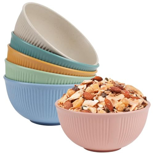Zythrem Unbreakable Cereal Bowls 26OZ Cereal Bowls Set of 6 Lightweight Breakfast Bowl Dishwasher & Microwave Safe Large Salad Bowl for Adults Kids Soup Rice Pasta