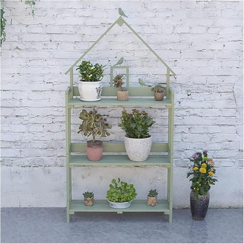 Outdoor Garden Patio Storage Cabinet | 3-Tier Step Plant Shelves, Garden Potting Bench Table, Workstation Shed With Tabletop | Weatherproof Patio Storage Solution(Size:80x25x160cm,Color:Green)