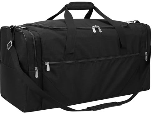 LONALIA 54L Reisetasche Groß Herren - Weekender Travel Bag Sporttasche für Urlaub Reisen Übernachtung Sauna (Schwarz)