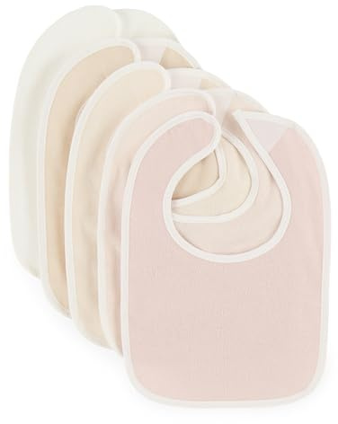 Bieco Hon 5-pack vattentäta frottéhaklappar, haklappar, set med kardborreband, för nyfödda och bebisar, rosa
