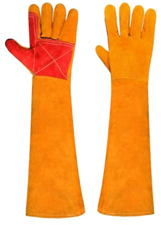 TuTaTiMANG 60 Cm Lange Schutzhandschuhe Zum Schweißen Von Metall, Dicke, Strapazierfähige Gartenhandschuhe Zum Rosenbeschneiden, Mit Unterarmschutz Für Garten- Und Außenarbeiten