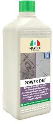 MARBEC POWER DET 1LT Detergente smacchiante e disincrostante per pavimenti in gres porcellanato. Rimuove sporco, aloni e macchie persistenti, rinnovando l’aspetto del gres.