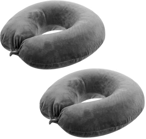 Lnngub 2 Packs Neck Pillow Cover, Travel Neck Pillow Cover U Shaped Neck Pillow Case Comfortable Neck Pillow Cover Washable Airplane Pillow Cover (Only Pillow Covers, No Filler)(Deep Grey)