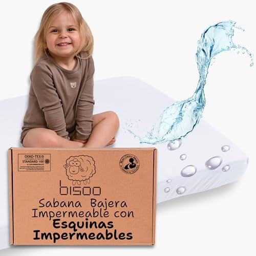 Bisoo Sabana Magica 35x75 cm para Moises Capazo y Cochecito Bebe. Bajera de Algodon Jersey Impermeable y Transpirable. Ahorra Comprar el Protector de Colchon Aparte. Certificado OekoTex, Blanco 75x35