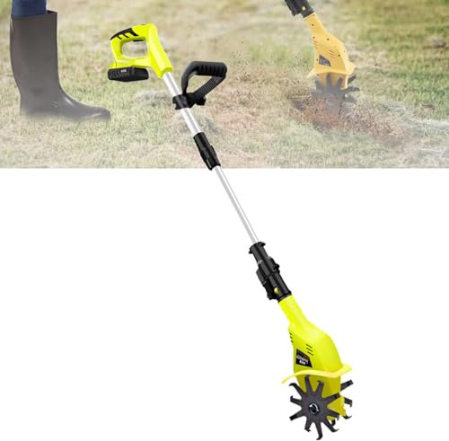 ZephyrGlow Azada y cultivador eléctrico Compatible - para jardín y césped, Motoazada para huerto, azada eléctrica, batería de Litio, Mango ergonómico,TL-02