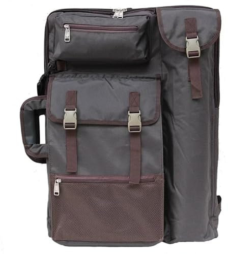 HUWOYG Kunstmappe Tasche Kunst-Portfolio-Tasche, tragbare Zeichnungsmappe for Tafelkunst, regenfeste Tasche, großer Künstler-Rucksack, Zubehör for Reisen Für Artwork Lagerung(Coffee)