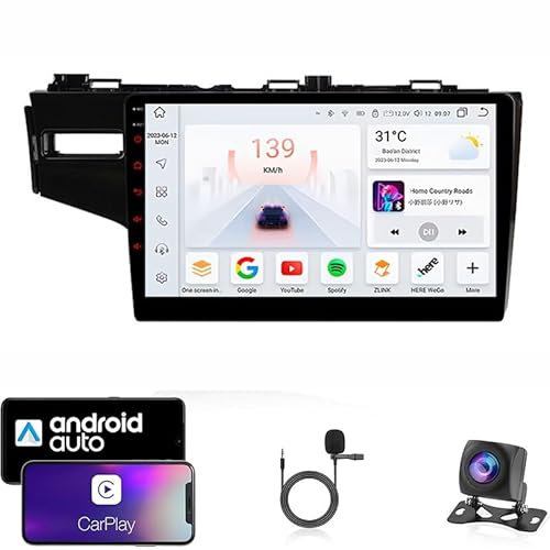Android 13 Double Din Car Stereo touch screen car stereo For Honda Fit jazz 2014-2018 with Bluetooth GPS Navigation WiFi FM Radio USB/SWC/Plug and Play Support Carplay&Android Auto+Reverse Camera(8 Co