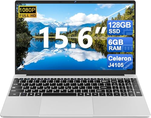 PC Portatile Notebook 15.6 pollici 5G WiFi 128GB ROM 1TB SSD Estensioni 6GB RAM, Computer Portatile Win10 5000mAh1080FHD BT4.2 USB3.0, Laptop Adesivi per Tastiera Italiana & Mouse Senza fili-Argento