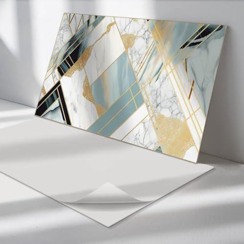 Panneaux en Vinyle 60x30 cm PVC Imperméable Autocollant Design Gareage Installation Rapide Multipak Fixation Murale Vinyle Rectangulaire - Géométrie des motifs de marbre