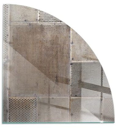 Eldstadsplatta glas med tryck | dekorativ kamin golvskydd | härdat värmetåligt glas | gnistskydd braskamin | modern design hem - 100x100cm - kvartal - Mönster av perforerad metall