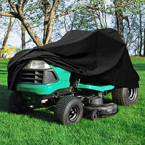 Outdoors Waterproof Lawn Mower Cover Heavy Duty Polyester Oxford UV Dust Protection Lawn Tractor Cover with Drawstring and Storage Bag(140 * 66 * 92CM)