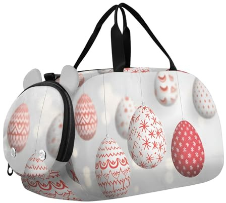 Quteprint Sac de sport pour enfants pour garçons et filles – Œufs de Pâques à suspendre 100 % polyester avec compartiment séparé pour chaussures, bandoulière réglable, sac compact de voyage et