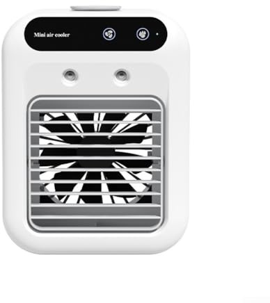 Qualoramall Enfriadores de aire de 500 ml, mini ventilador de aire acondicionado portátil, 1800 mAh, recargable por USB, enfriador de aire personal con ventilador ajustable de 2 velocidades y modos de