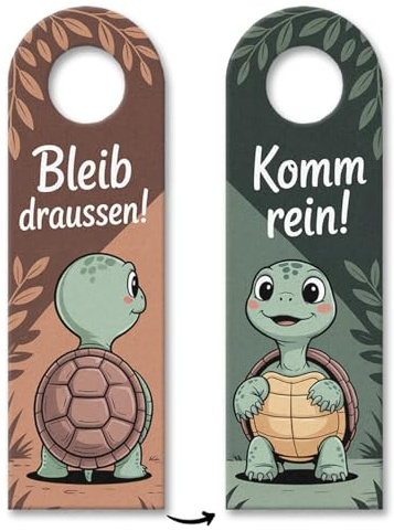 Bleib draußen Komm rein Schildkröte Türhänger für das Kinderzimmer
