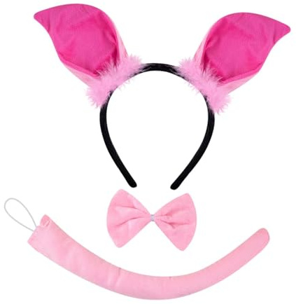 Chatonshen 3 Stück Schweineohren Haarreif Haarreifen Tierohren Verkleidung Haarschmuck Polyester Komfortabel Langlebig für Fasching Maskenball Rollenspiel, Rosa 3-teiliges Set