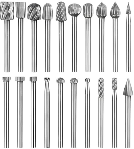 20 PCS Fräser Holz Set Kompatibel mit Dremel,HSS Hochleistungs-Bohrer Set für Holzschnitzerei & Gravur, 1/8 (3mm) Schaft,Professionelle Frässtifte für DIY Holzbearbeitung und Trimming