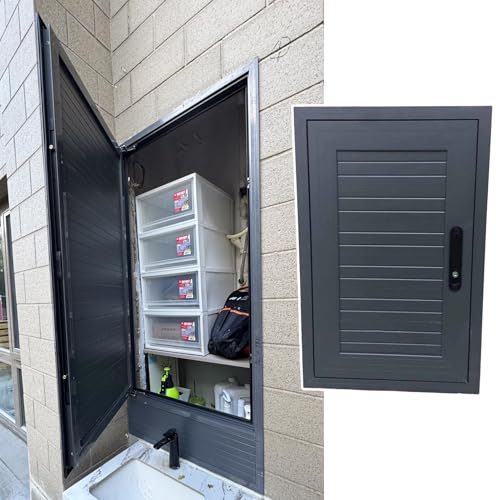 Vattentät ytterdörr för vägg, låsbar garagedörr, grå aluminiuminspektionslucka universalöppningsdörr (22x38 tum (56x96 cm))