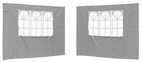 Owoxanthellate Juego de 2 carpas laterales para fiestas, 300 x 195 cm, paneles laterales con ventana decorativa, pared de repuesto de polietileno para carpas de jardín, tienda de eventos y tienda de