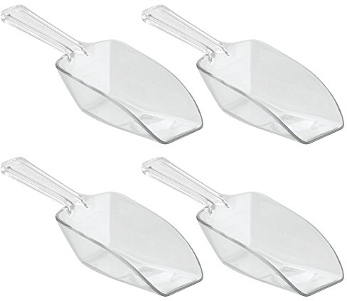 iDesign Set utensili cucina, Sessola alimentare grande da un terzo di tazza, Set da 4 cucchiaio dosatore in plastica per farina, spezie e altri alimenti, trasparente