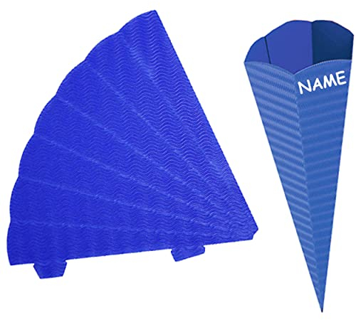 alles-meine.de GmbH Schultüte - Rohling Wellpappe - blau/dunkelblau - 33-100 cm - Größe wählbar - incl. Name - mit/ohne Kunststoff Spitze - Zuckertüte zum selber Basteln - ..