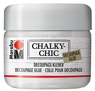 Marabu 02620025848 - Chalky Chic Decoupage Kleber, transparent 225ml, auf Wasserbasis, zum Aufkleben von Papier, ideal zum Verzieren von mit Chalky Chic bemalten Gegenständen