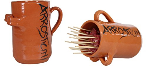 FBM2 BROCCA Porta ARROSTICINI in Terracotta TIPICA ABRUZZESE Modello Piccolo Circa 10 ARROSTICINI