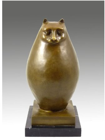 Kunst & Ambiente - Große Dicke Katze - Fernando Botero Skulptur in Bronze - Moderne Bronzefigur - The Fat Cat - Deko Figuren - Dekoration