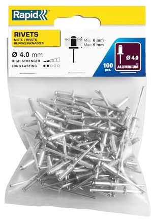 Rapid Rivetti Standard in Alluminio e Metallo, Diametro 4 x 12 mm, Confezione da 100 Pezzi, 5000379