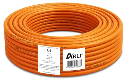 ARLI CAT 7 Verlegekabel 50m Netzwerkkabel CAT.7 LAN Halogenfrei Installationskabel SFTP S/FTP CAT7 PIMF Kabel Netzwerk Verkabelung Datenkabel AWG23/1 geschirmt Gigabit Kupfer Ethernet Klasse F 50 m
